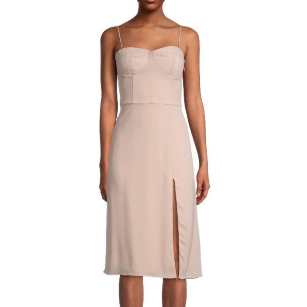 NWT! Pink Socialite Summer Sweetheart Midi Women's Blush Side Slit Dress Small - Picture 6 of 11